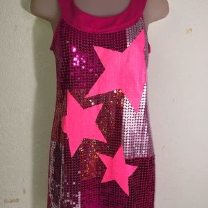 Justice Pink Sequence Star T-Shirt Dress Size 12